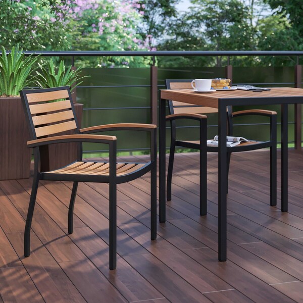Flash Furniture Indoor/Outdoor Faux Teak Patio Chairs, PK2 2-XU-DG-HW6006-GG - main